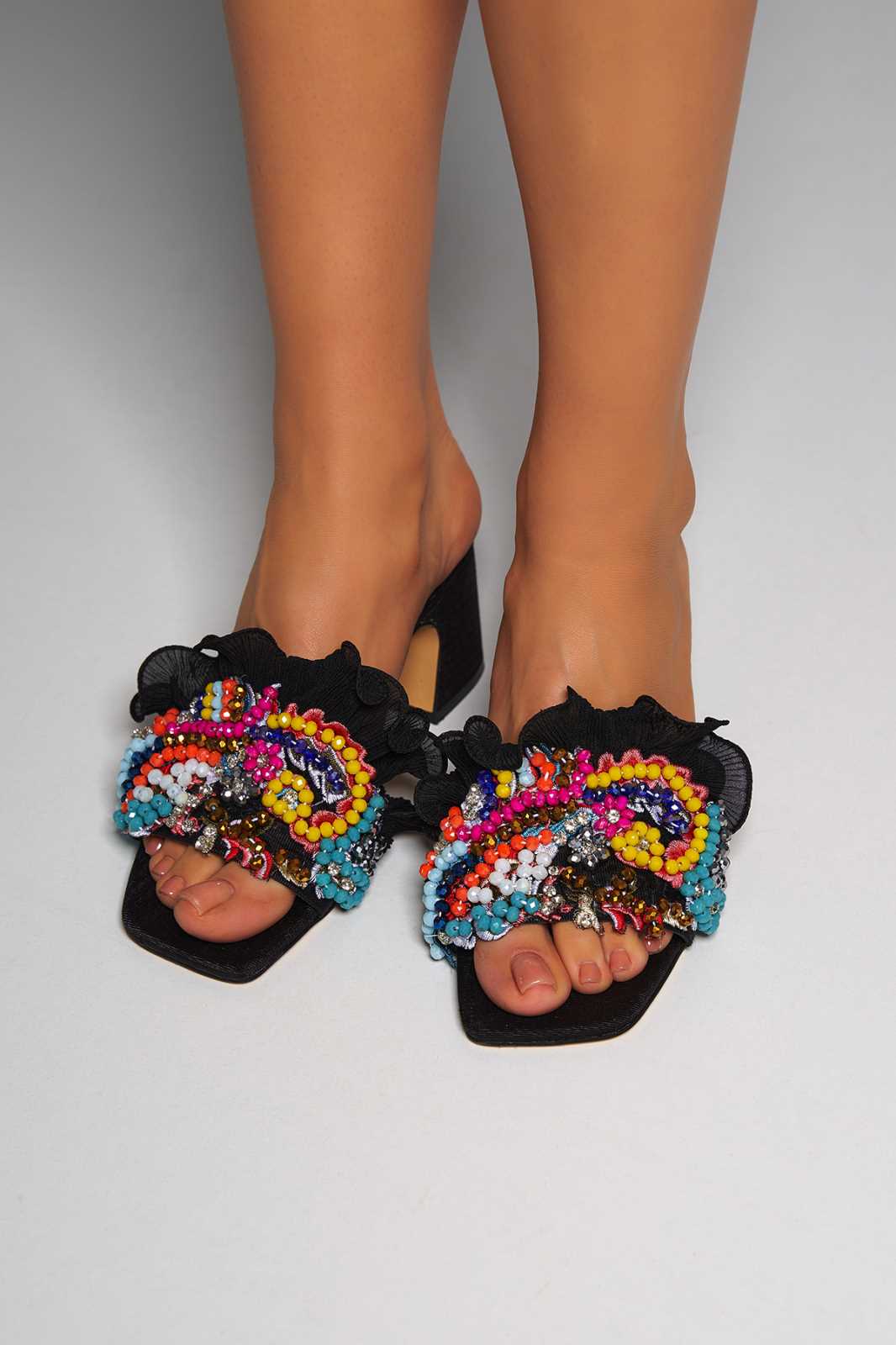 black swan slıppers open toe - high heel luluwinka